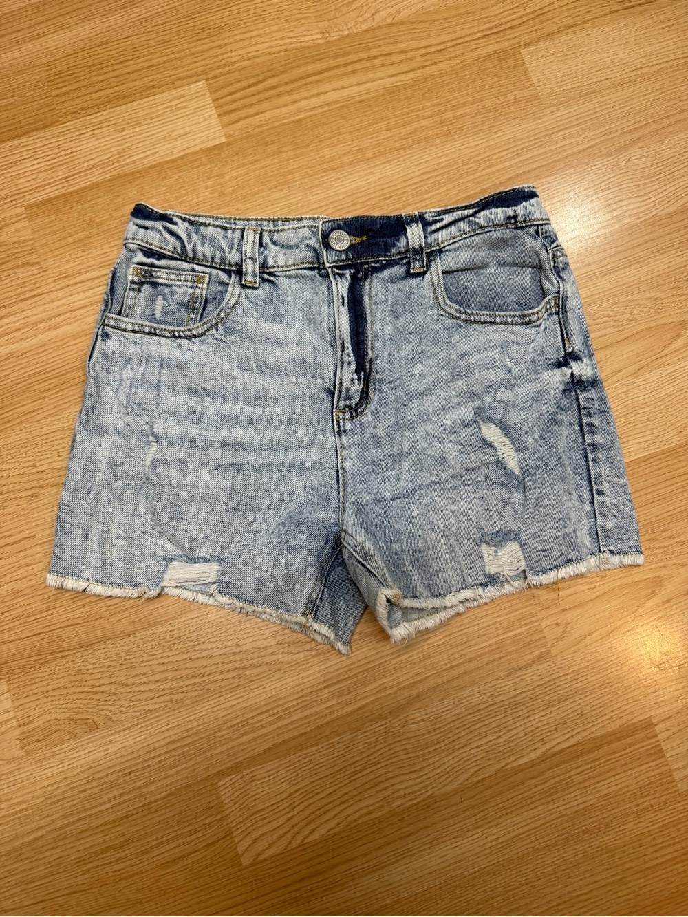 Justice Girls Size 16 Light Acid Wash Distressed High Rise Denim Shorts